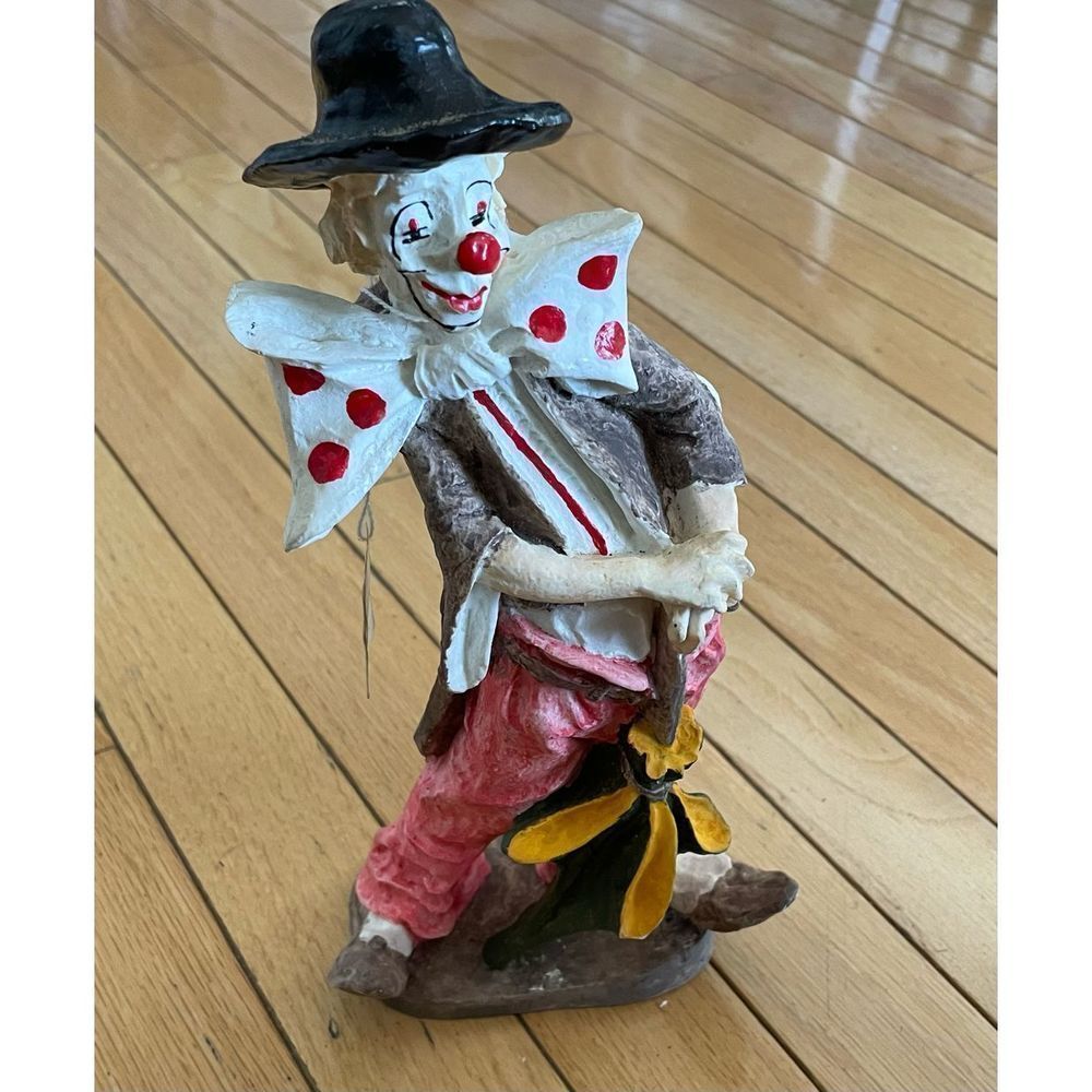 Tall Vintage Ceramic Clown Figurine (holding umbrella)